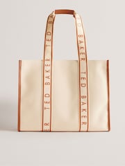 Ted Baker Natural Georjey Branded Webbing Canvas Tote Bag - Image 1 of 4