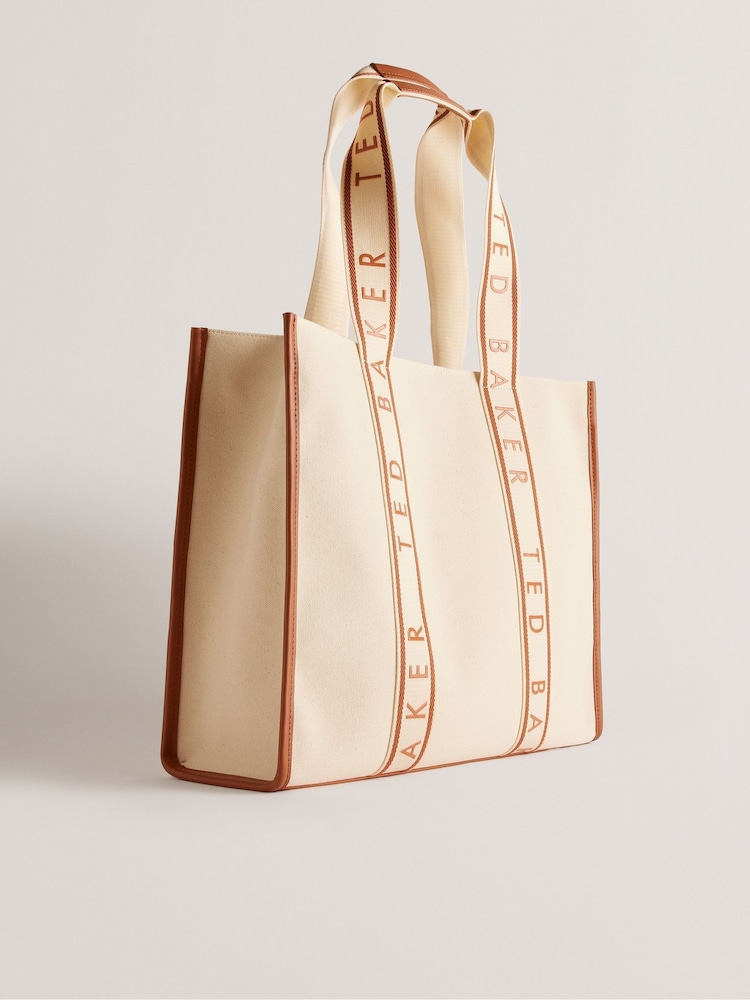 Ted Baker Natural Georjey Branded Webbing Canvas Tote Bag - Image 2 of 4