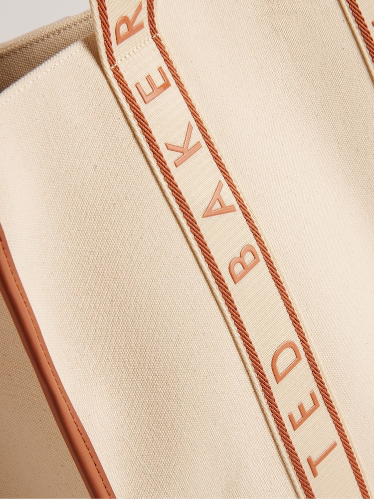 Ted Baker Natural Georjey Branded Webbing Canvas Tote Bag - Image 4 of 4