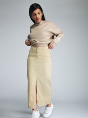 PixieGirl Petite Natural Denim Maxi 100% Cotton Skirt - Image 1 of 5