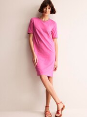 Boden Pink 100% Cotton Ali Pom Sleeve Dress - Image 5 of 6