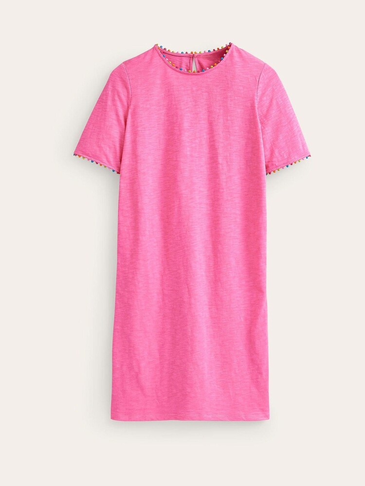 Boden Pink 100% Cotton Ali Pom Sleeve Dress - Image 6 of 6