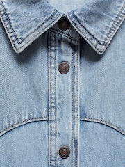 Mango Blue 100% Cotton Chest Pocket Denim Shirt - Image 7 of 7