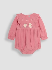 JoJo Maman Bébé Pink Body 3 Piece Embroidered Muslin And Tights Set - Image 2 of 5