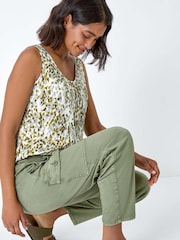 Roman Green Abstract Spot Print Button Vest - Image 1 of 5