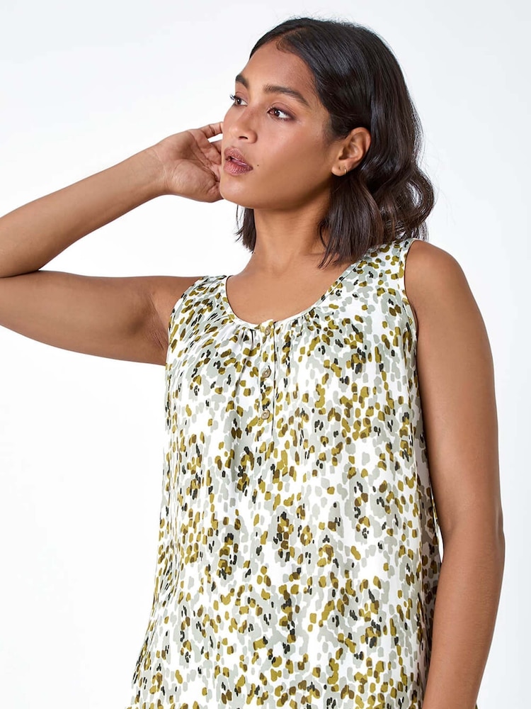 Roman Green Abstract Spot Print Button Vest - Image 2 of 5