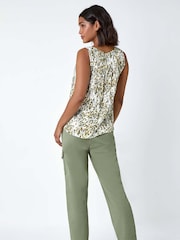 Roman Green Abstract Spot Print Button Vest - Image 3 of 5