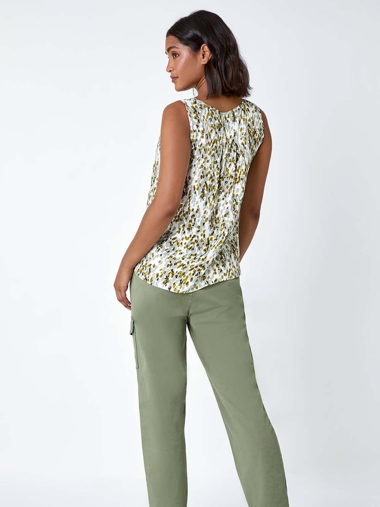 Roman Green Abstract Spot Print Button Vest - Image 3 of 5