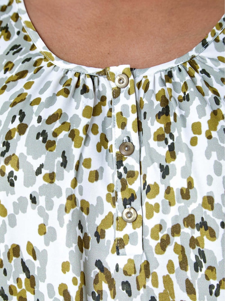 Roman Green Abstract Spot Print Button Vest - Image 6 of 6 Roman Green Abstract Spot Print Button Vest - Image 6 of 6