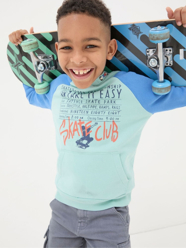 FatFace Green Skate Graphic Popover Hoodie - Image 2 of 5 FatFace Green Skate Graphic Popover Hoodie - Image 2 of 5
