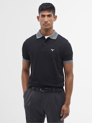 Barbour® Black Marlton Contrast Collar 100% Cotton Polo Shirt - Image 1 of 6