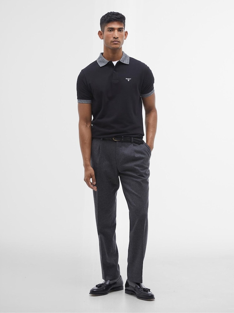 Barbour® Black Marlton Contrast Collar 100% Cotton Polo Shirt - Image 2 of 6