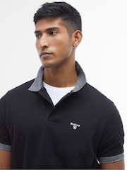 Barbour® Black Marlton Contrast Collar 100% Cotton Polo Shirt - Image 4 of 6