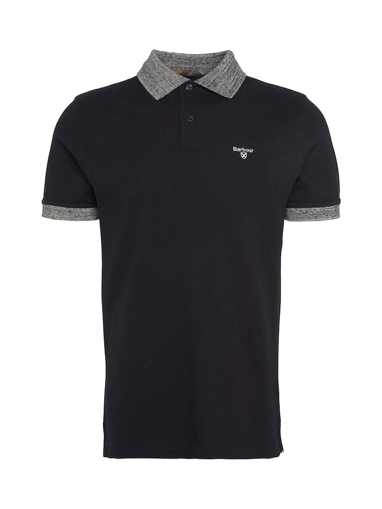 Barbour® Black Marlton Contrast Collar 100% Cotton Polo Shirt - Image 6 of 6