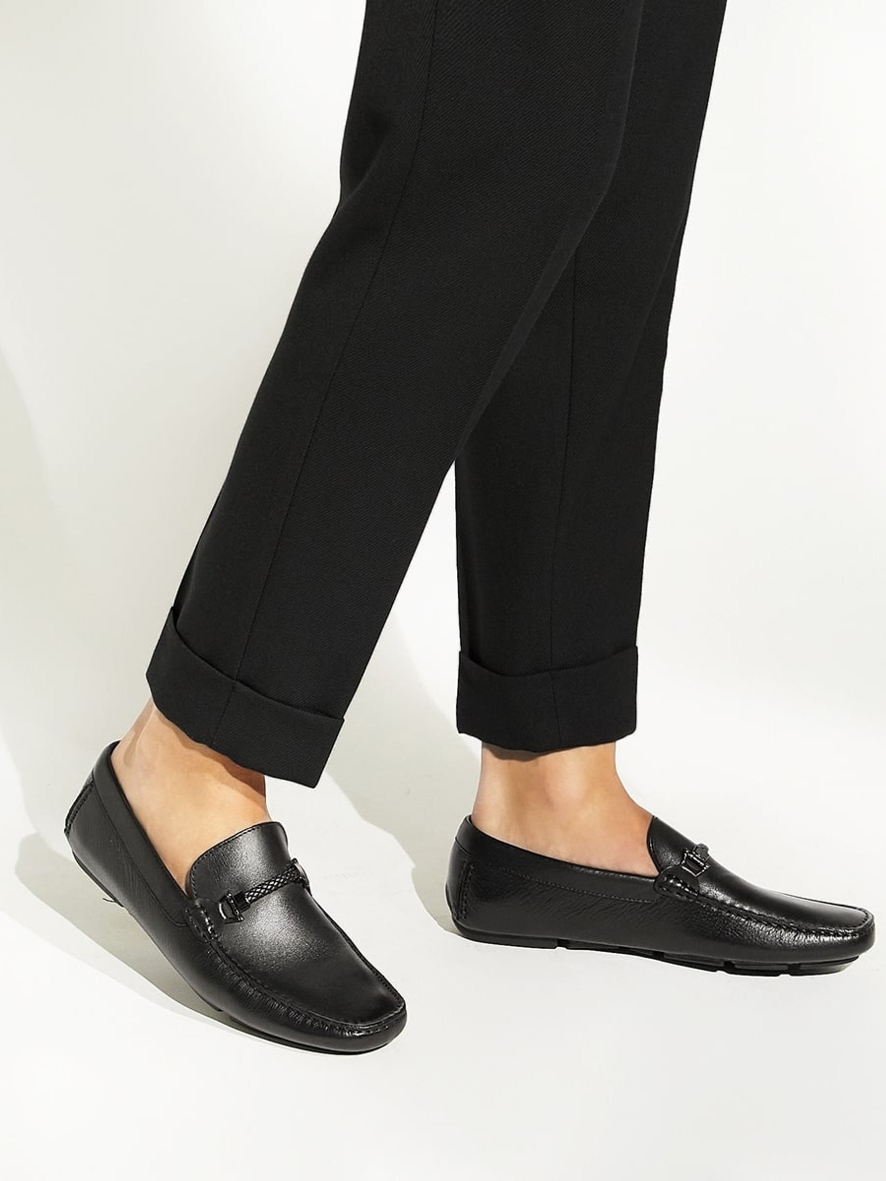 Buy Dune London Black Wide Fit Beacons Driver Moccasins With Woven Trim from Next USA