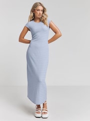 Simply Be Blue Textured Jersey Column Dress - Image 1 of 4