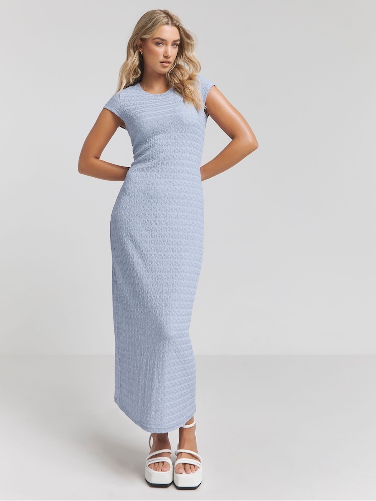 Simply Be Blue Textured Jersey Column Dress - Image 1 of 4