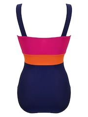 Azul - Bañador con efecto reductor en el vientre y diseño colour block Palm Springs de Pour Moi - Imagen 5 de 5