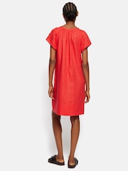 Jigsaw Pink 100% Linen Smocked T-Shirt Dress - Image 5 of 6