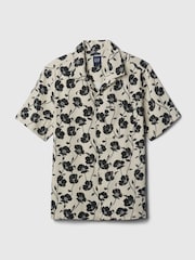 Gap Neutral/Black Textured Resort Short Sleeve Shirt - Image 4 of 4