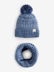 Blue Knitted Pom Hat and Snood Set (1-10yrs) - Image 1 of 3