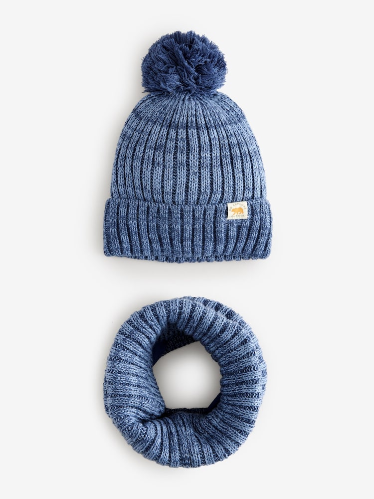 Blue Knitted Pom Hat and Snood Set (1-10yrs) - Image 1 of 3
