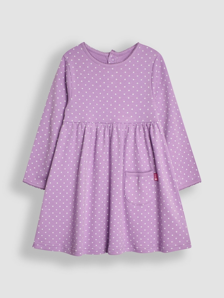 JoJo Maman Bébé Lilac Purple Spot Dress - Image 1 of 3