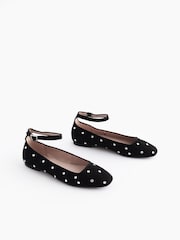 Black Forever Comfort® Jewel Ankle Strap Round Toe Ballerinas - Image 4 of 8