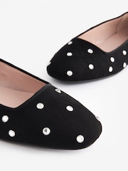 Black Forever Comfort® Jewel Ankle Strap Round Toe Ballerinas - Image 6 of 8