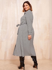 Friends Like These Black/White Printed Midi Shirt Dress - Image 4 of 4