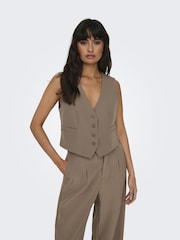 ONLY Brown Tailored Waistcoat - Image 1 of 7