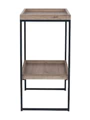 Pacific Natural Wood Veneer and Black Metal Side Table - Image 3 of 6