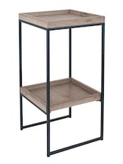 Pacific Natural Wood Veneer and Black Metal Side Table - Image 4 of 6