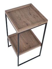Pacific Natural Wood Veneer and Black Metal Side Table - Image 5 of 6