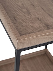 Pacific Natural Wood Veneer and Black Metal Side Table - Image 6 of 6