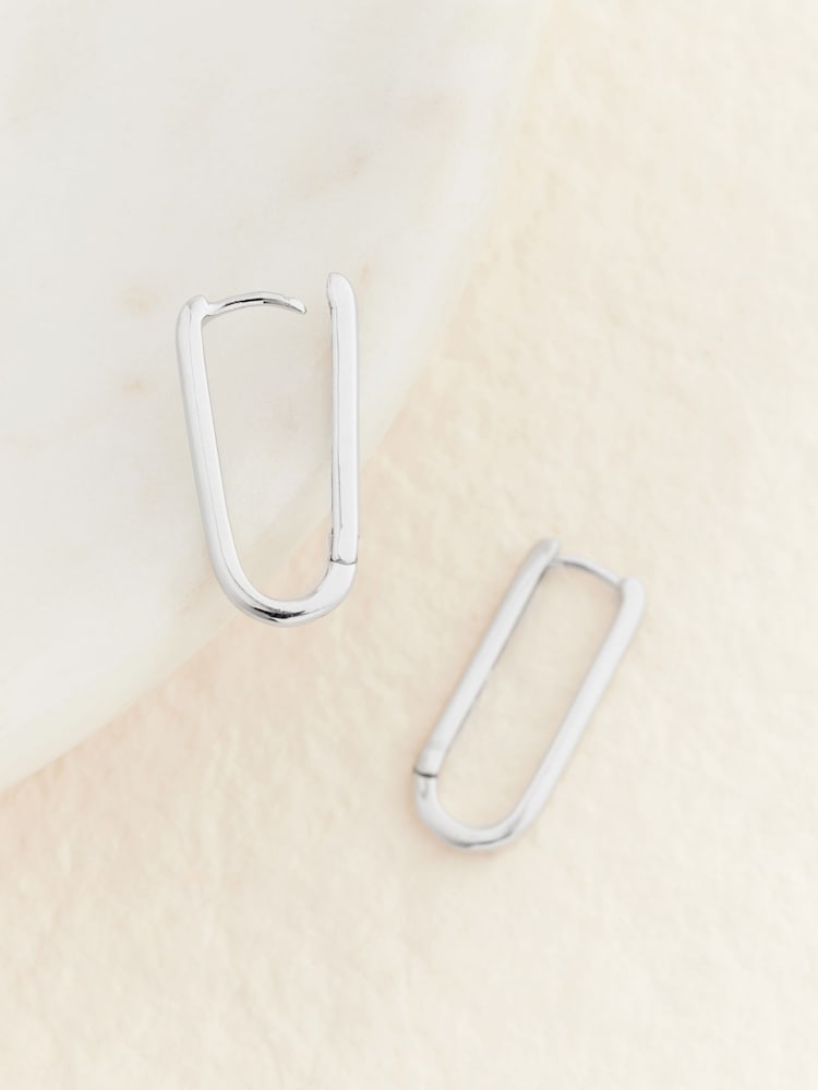 Sterling Silver Oval Hoop Earrings - Image 2 of 10