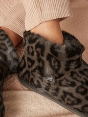 Animal Print Faux Fur Boot Slippers - Image 2 of 7