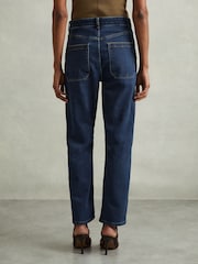 Reiss Dark Blue Jem Garment Dyed Utility Tapered Jeans - Image 5 of 6