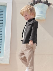 Charcoal Grey/Cement 100% Cotton Jersey Shirt and Joggers Set 3 Piece (3mths-7yrs) - Image 1 of 9