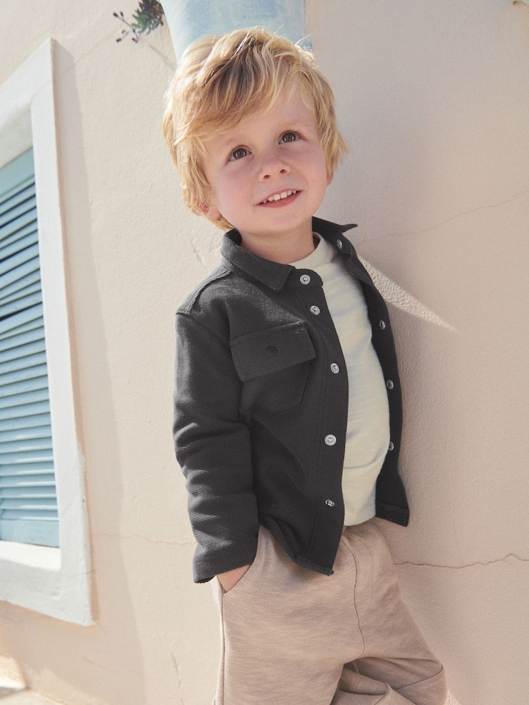 Charcoal Grey/Cement 100% Cotton Jersey Shirt and Joggers Set 3 Piece (3mths-7yrs) - Image 2 of 9