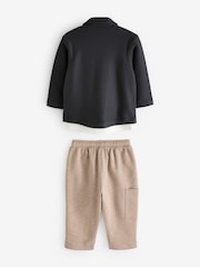 Charcoal Grey/Cement 100% Cotton Jersey Shirt and Joggers Set 3 Piece (3mths-7yrs) - Image 7 of 9