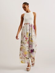 Ted Baker White Tirsso Rib Knit Bodice Mockable Jumpsuit - Image 1 of 5