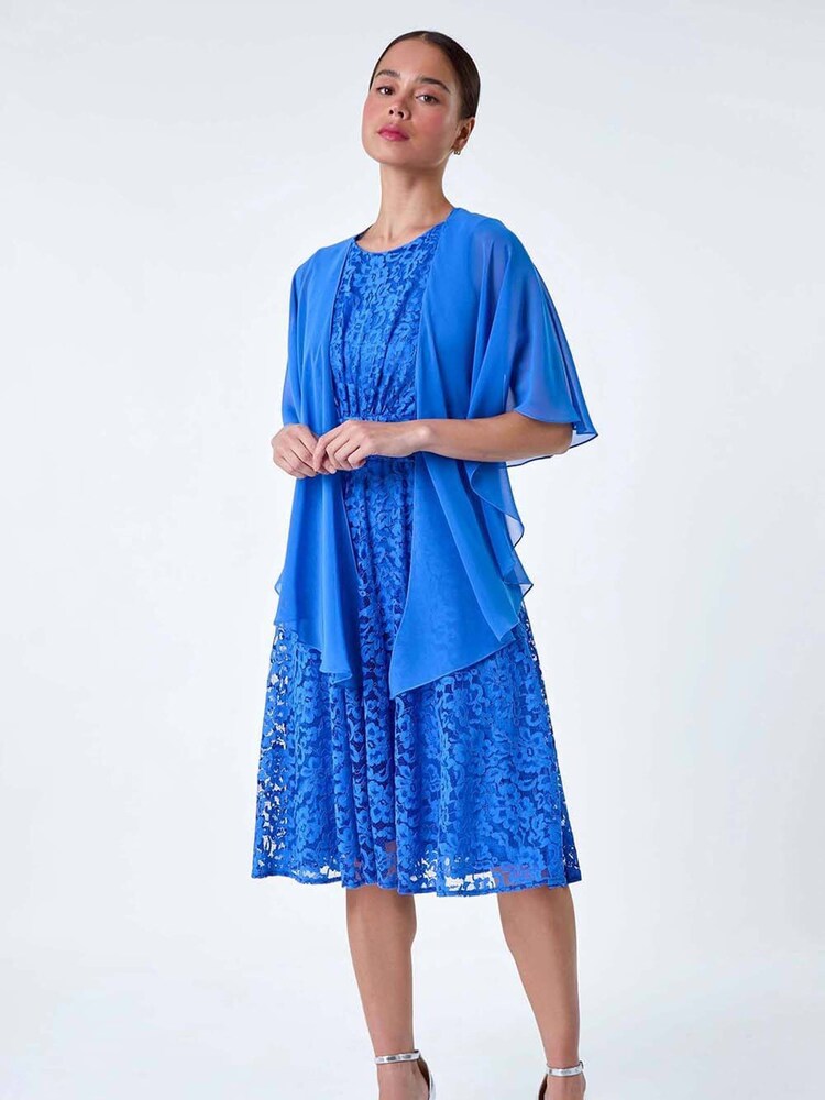 Roman Blue Chiffon Drape Cover-Up - Image 1 of 5