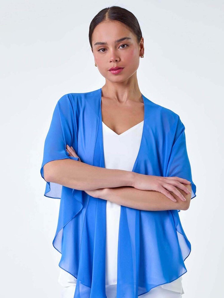Roman Blue Chiffon Drape Cover-Up - Image 2 of 5