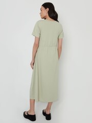 Threadbare Green 100% Cotton Leopard Print Smock Style Midi Dress - Image 3 of 4