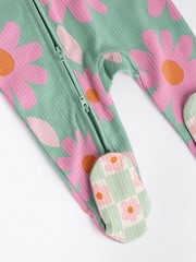 Grün, Blume - Baby-Schlafanzüge mit 2-Wege-Reißverschluss und Floral-Print aus 100 % Baumwolle im 3er-Pack (0 Monate bis 2 Jahre) - Bild 10 von 11