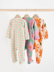 Grün, Blume - Baby-Schlafanzüge mit 2-Wege-Reißverschluss und Floral-Print aus 100 % Baumwolle im 3er-Pack (0 Monate bis 2 Jahre) - Bild 2 von 11