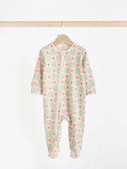 Grün, Blume - Baby-Schlafanzüge mit 2-Wege-Reißverschluss und Floral-Print aus 100 % Baumwolle im 3er-Pack (0 Monate bis 2 Jahre) - Bild 3 von 11