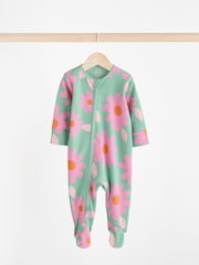 Grün, Blume - Baby-Schlafanzüge mit 2-Wege-Reißverschluss und Floral-Print aus 100 % Baumwolle im 3er-Pack (0 Monate bis 2 Jahre) - Bild 4 von 11