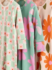Grün, Blume - Baby-Schlafanzüge mit 2-Wege-Reißverschluss und Floral-Print aus 100 % Baumwolle im 3er-Pack (0 Monate bis 2 Jahre) - Bild 7 von 11